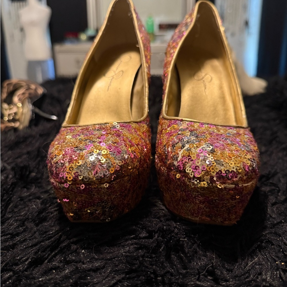 Jessica Simpson Multicolor Sequin Heels - Picture 2 of 6